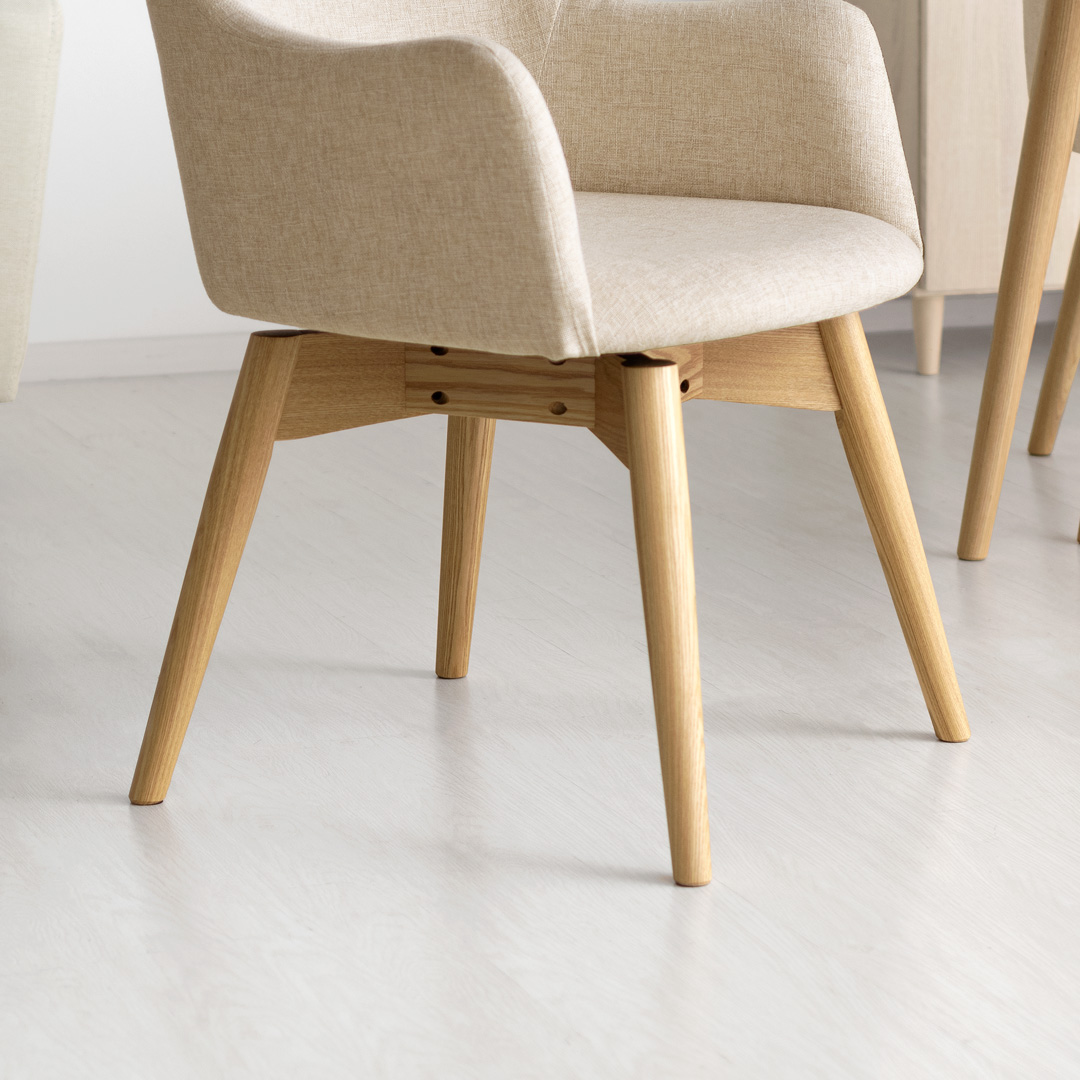 2人用 ウッドダイニング Calma(カルマ)円形テーブル&回転式チェア3点