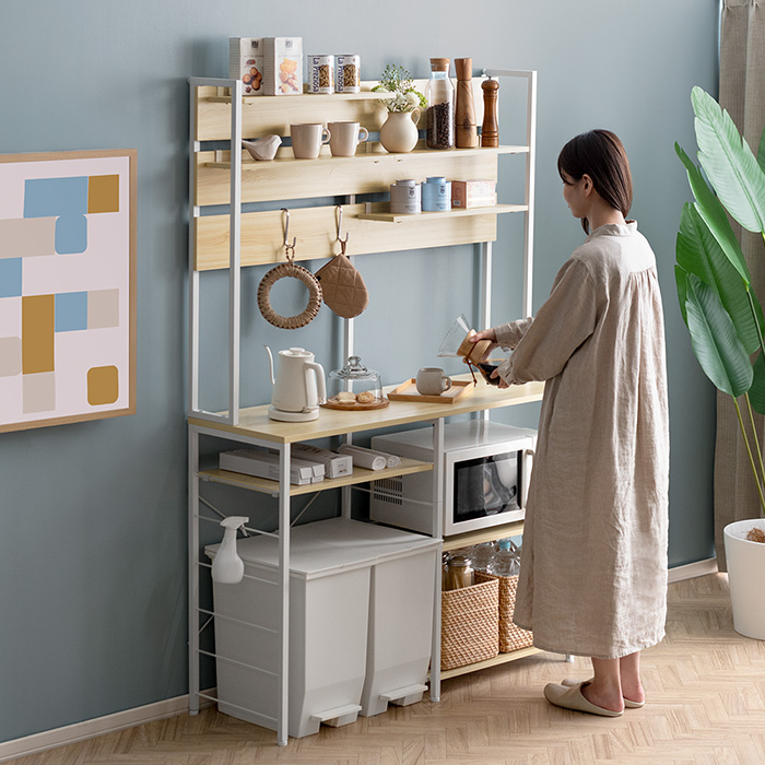 ゴミ箱収納キッチンカウンター emery(エメリー) 120cm幅 ハイタイプ