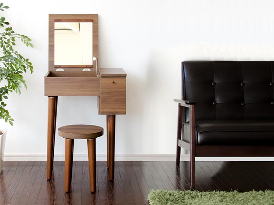 北欧 コンパクト木製ドレッサーnico(ニコ)スツール付き | 家具