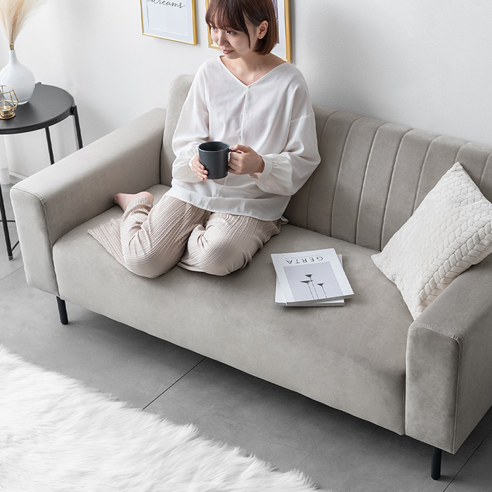 2人掛けベロアシェルソファ ゴールド脚 大人可愛い プリンセス Liina