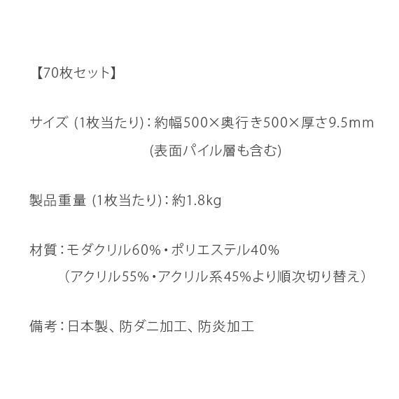 防音タイルカーペット「静床ライト」70枚セット販売(50cm×50cm) | 家具