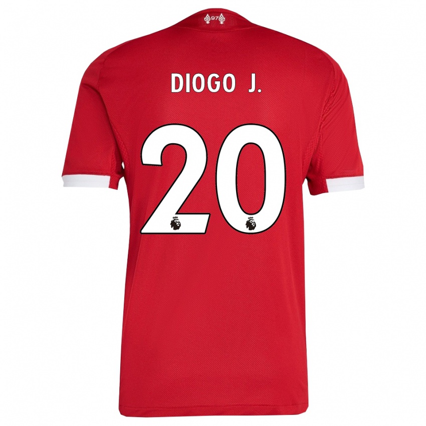 メンズディオゴ・ジョッタ#20レッド ホワイトホームシャツ2025/26