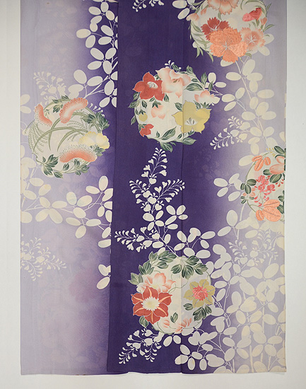 萩に秋の花丸文様単衣訪問着