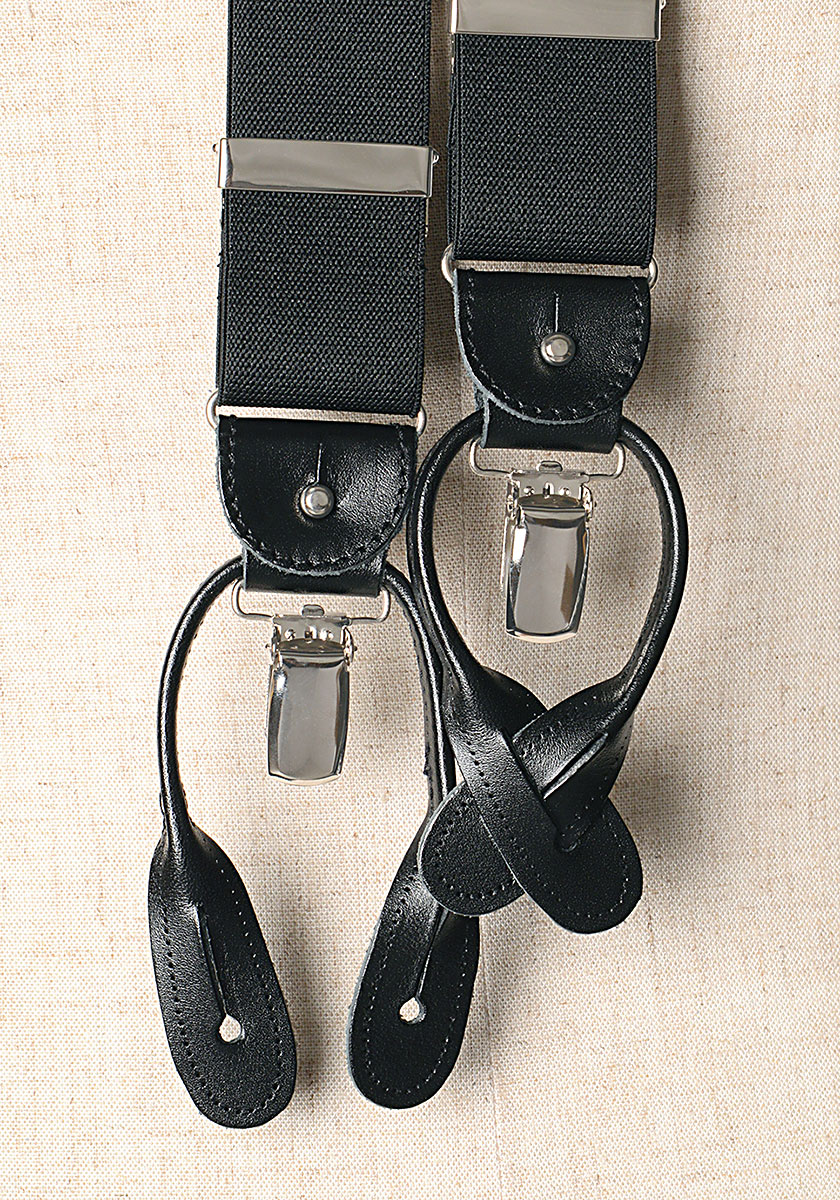 AT-BLACK-XL アルバートサーストン サスペンダー 黒 無地 2way型 XL