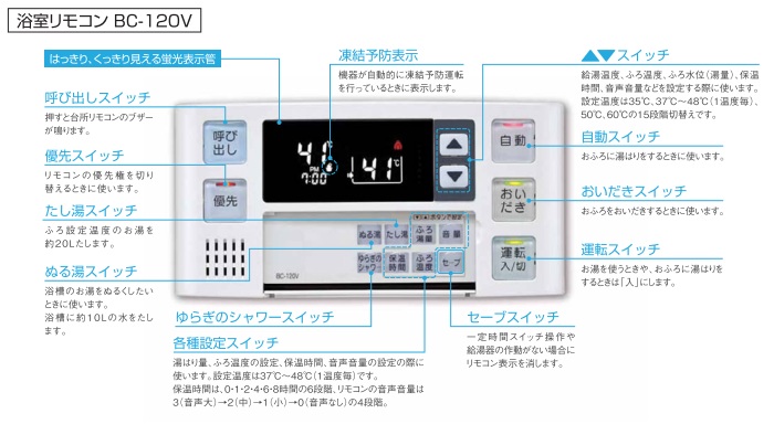 Rinnai（リンナイ） ボイスリモコン 浴室リモコン BC-120V 住宅設備