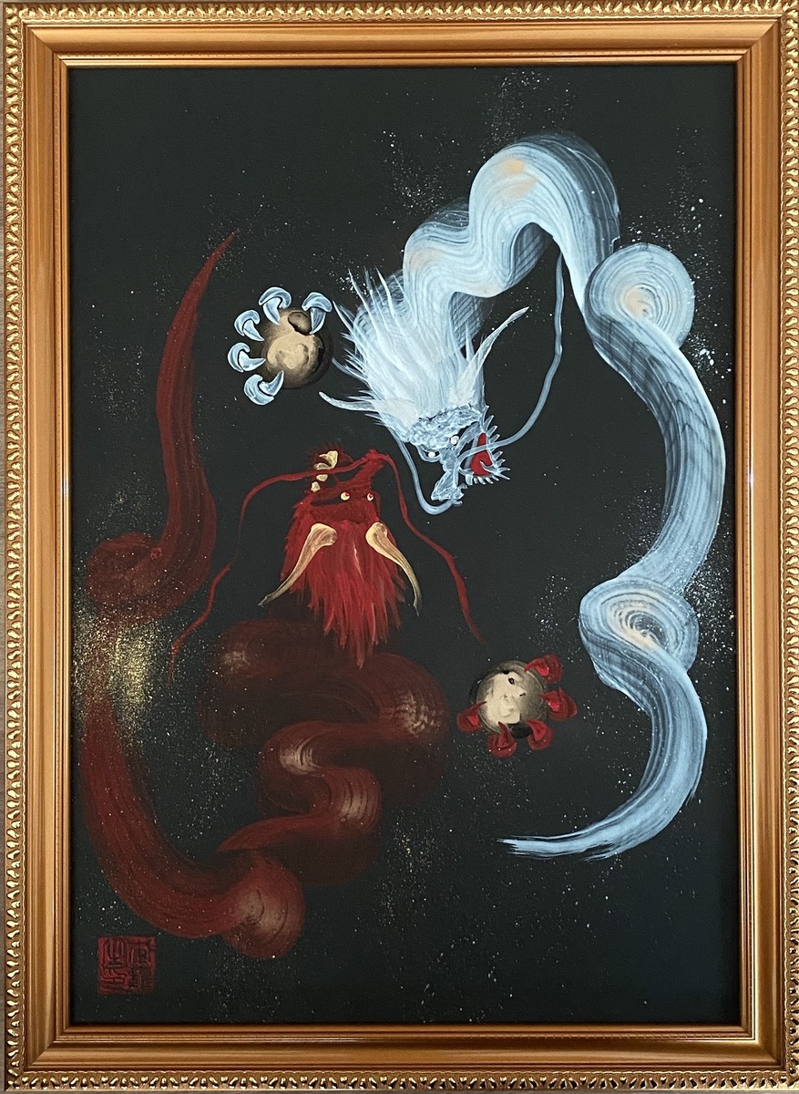 一筆龍『翔双龍』」 by 宙龍-soryu-｜Artmeter｜暮らしを彩るアートが