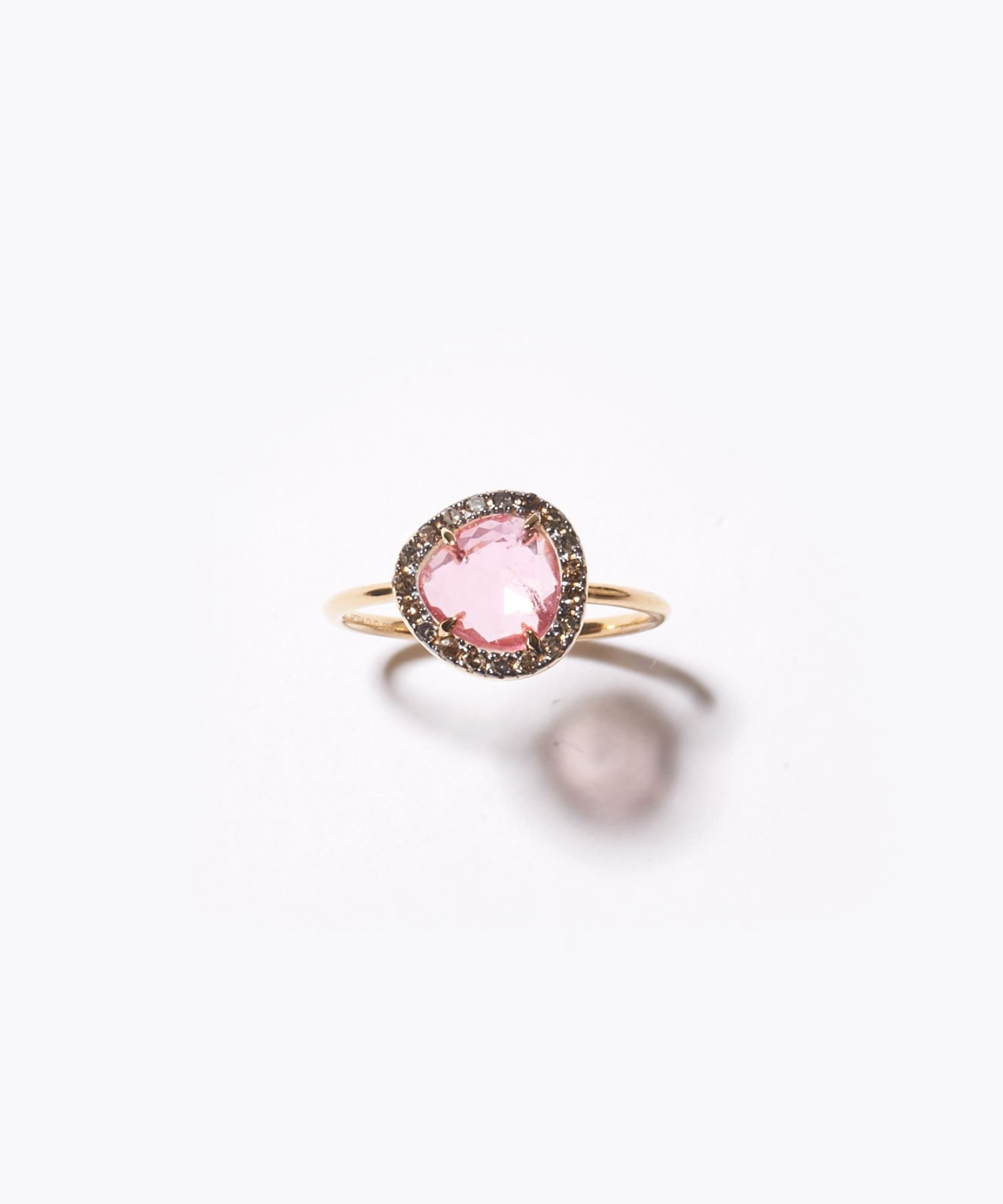 elafonisi] medium pink tourmaline with pave diamonds ring｜ARTIDA