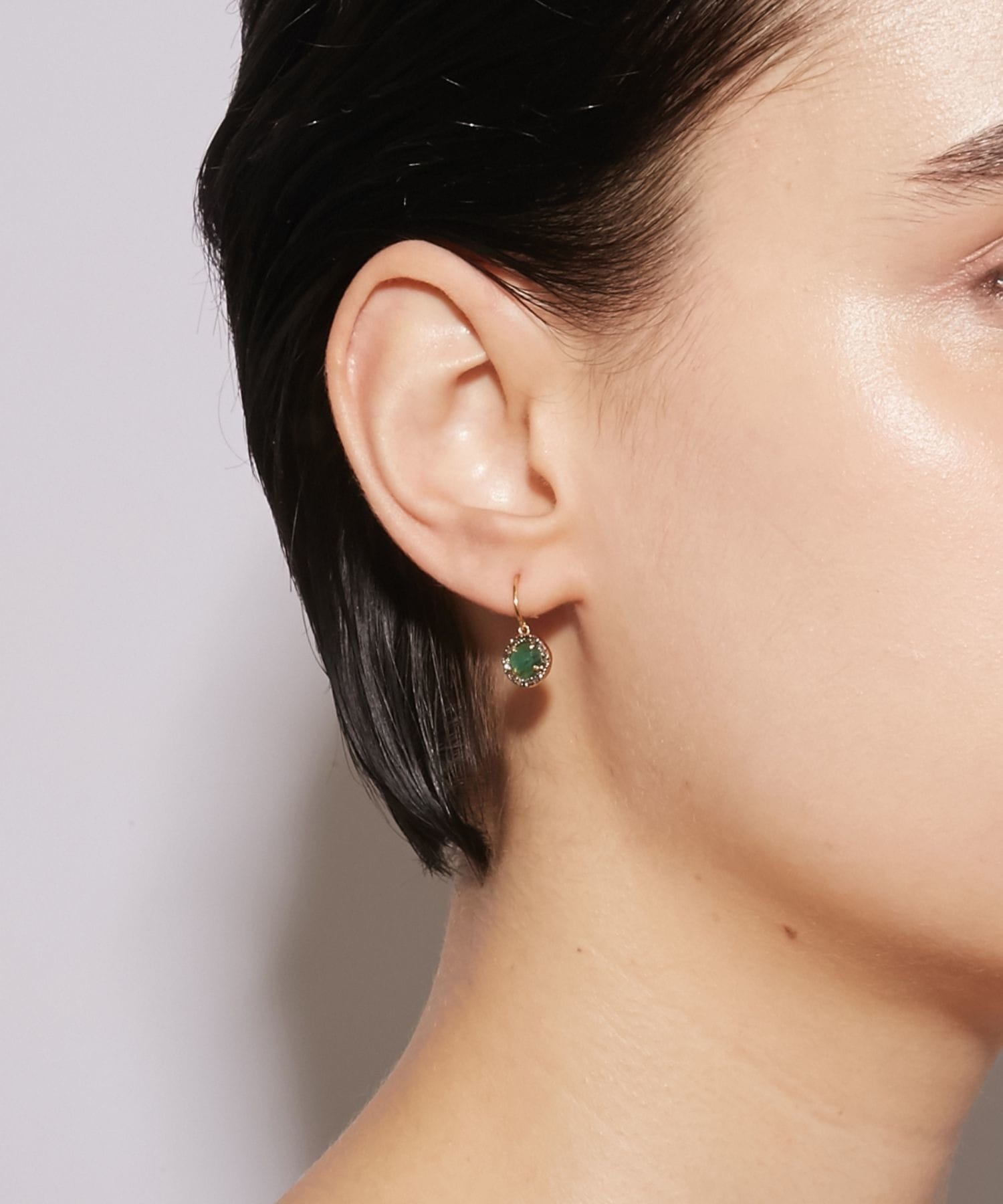 elafonisi] emerald pave diamonds drop pierced earring｜ARTIDA OUD