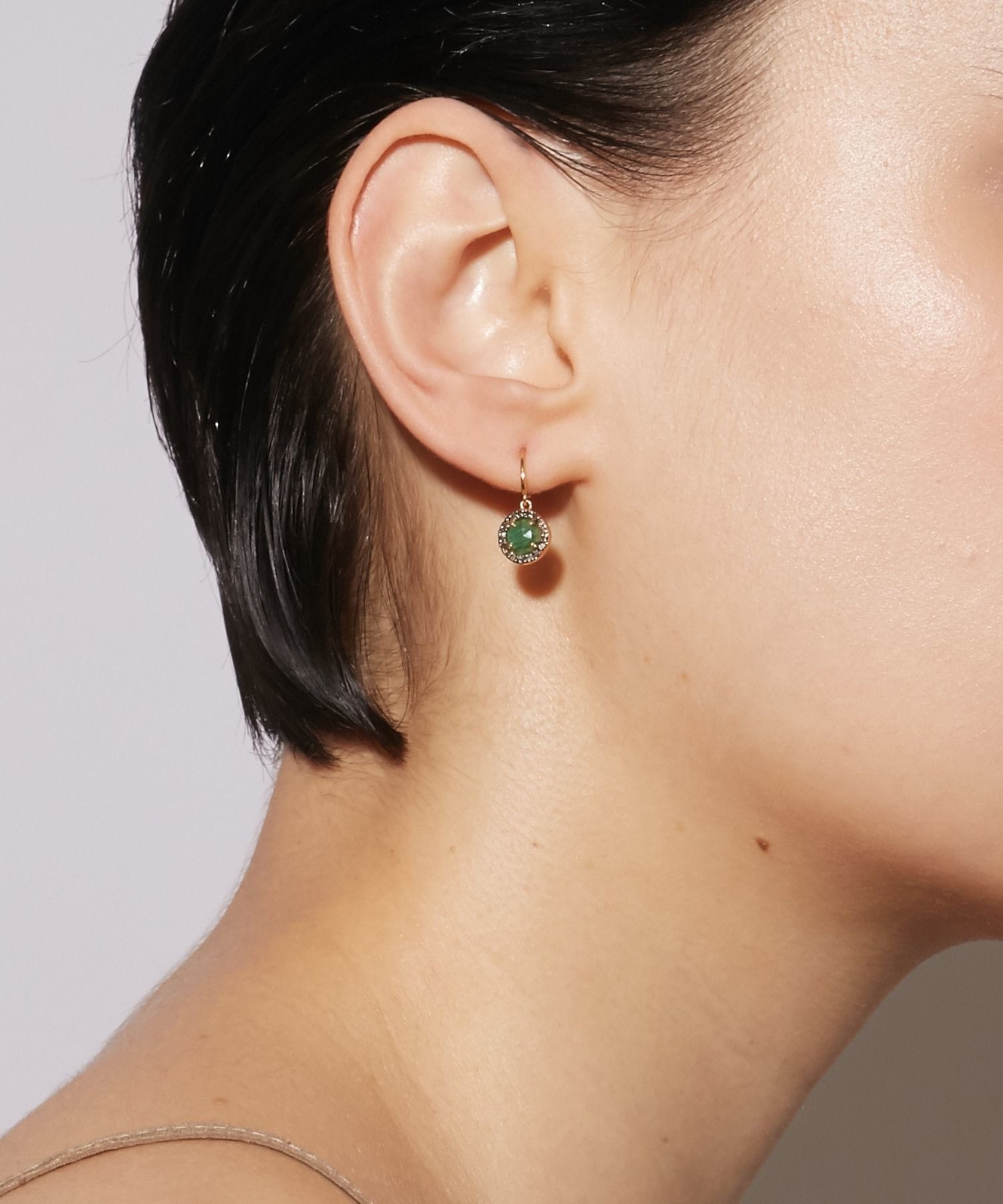 elafonisi] emerald pave diamonds drop pierced earring｜ARTIDA OUD