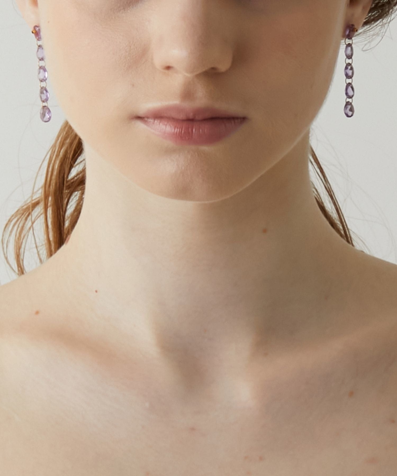 eden] lavender amethyst tear drops pierced earring｜ARTIDA OUD