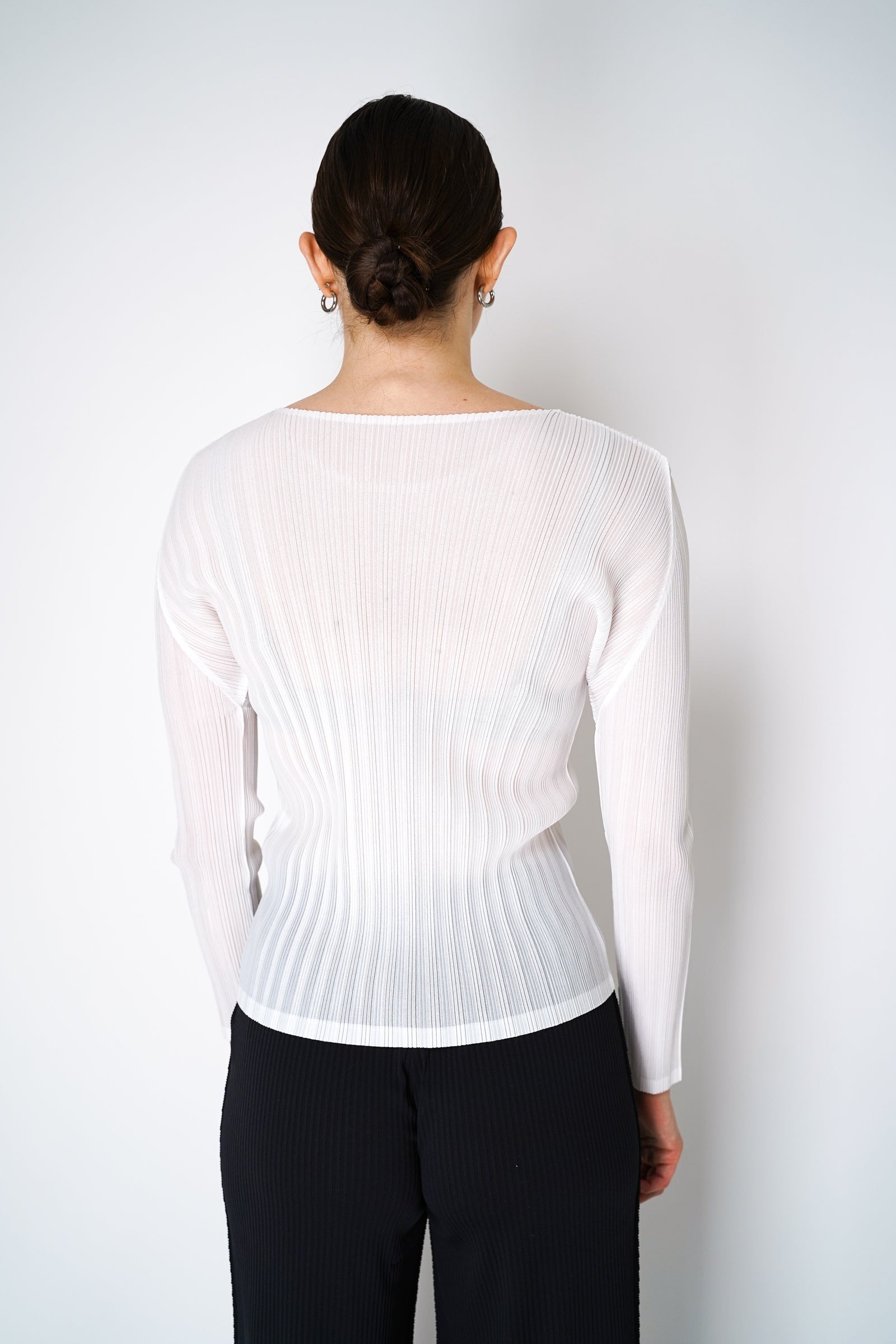 Pleats Please Issey Miyake Rib Pleats Basics Long Sleeve Top in
