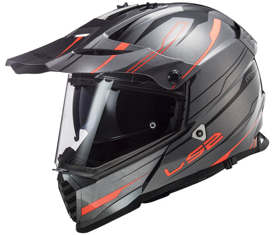 Enduro Helmet LS2 MX436 Pioneer Evo Knight Titanium Orange | www