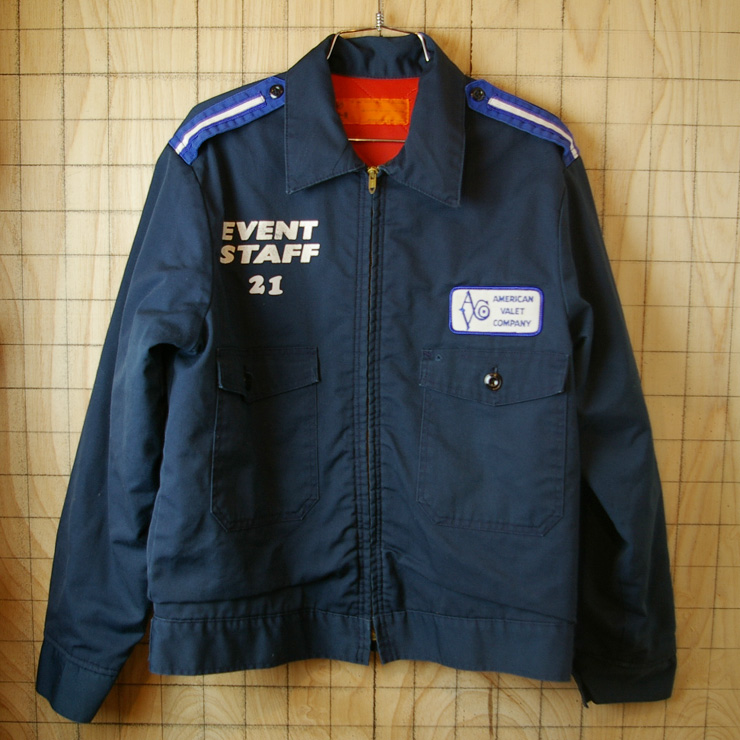 USA製古着ワッペンネイビー(紺)TALONジップ中綿ワークジャケット