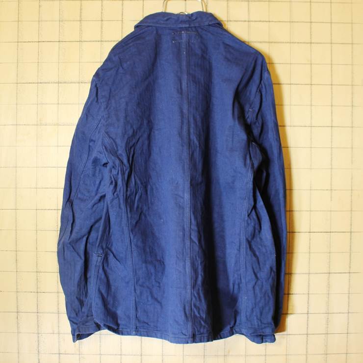 ドイツ フランス 70s-80s ヘリンボーン ワーク ジャケット ネイビー