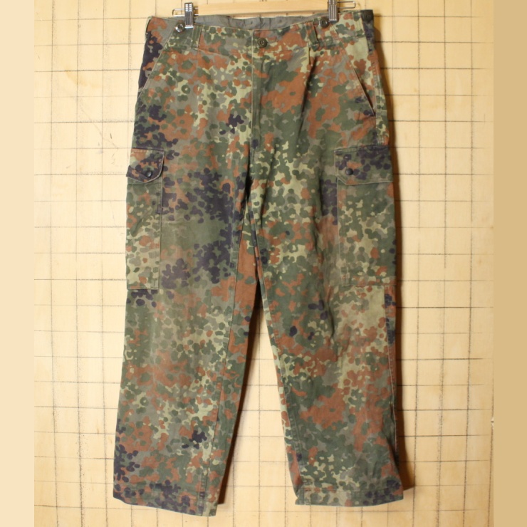 ドイツ軍 ミリタリー フレクターカモ カーゴパンツ W34相当 タック