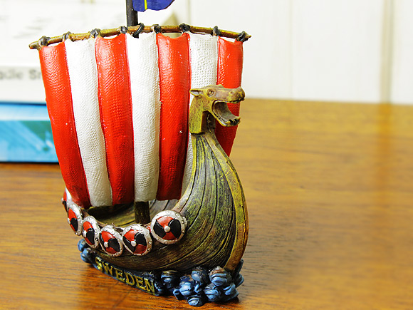 北欧インテリア雑貨 バイキングシップのオブジェ/スウェーデンフラッグ