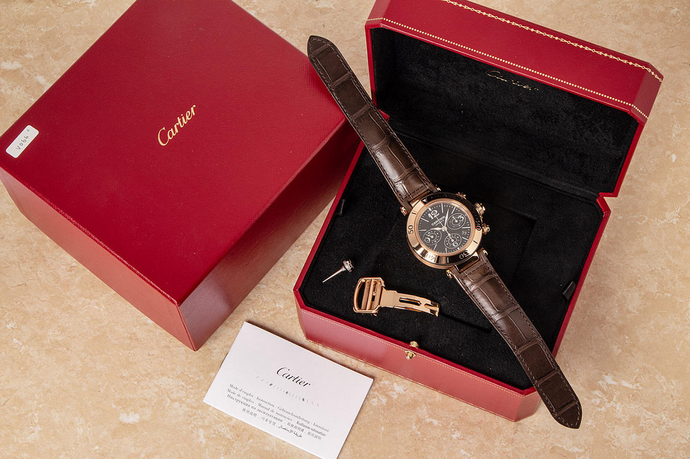カルティエ パシャ シータイマー クロノグラフ ピンクゴールド Ref