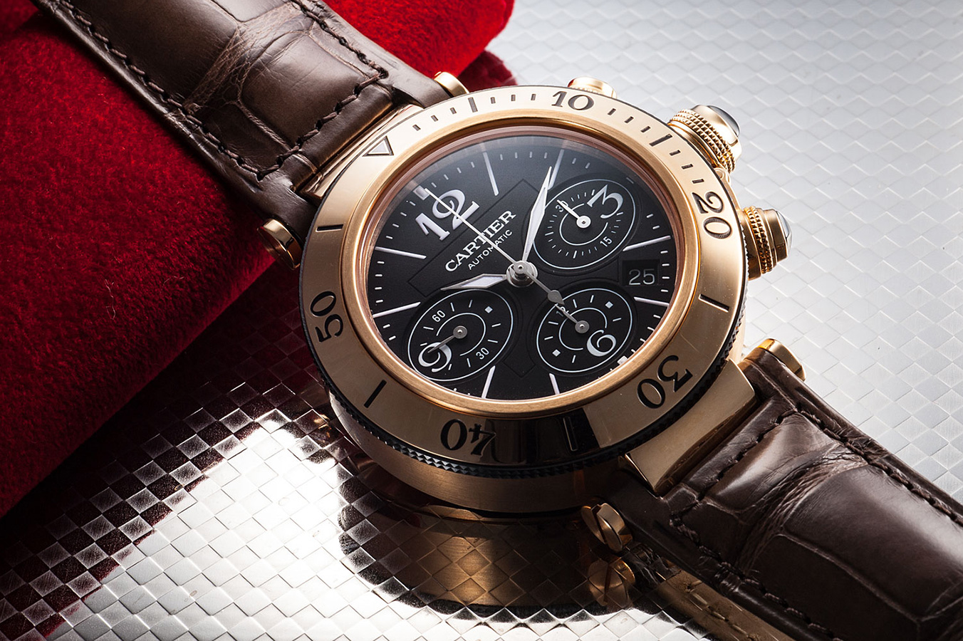 カルティエ パシャ シータイマー クロノグラフ ピンクゴールド Ref