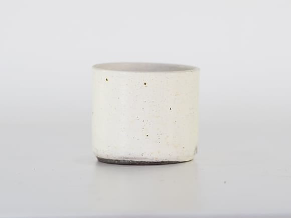 作家鉢】村上直子作 信楽焼 モダン鉢 白 幅7.5cm×高さ6.5cm｜盆栽妙