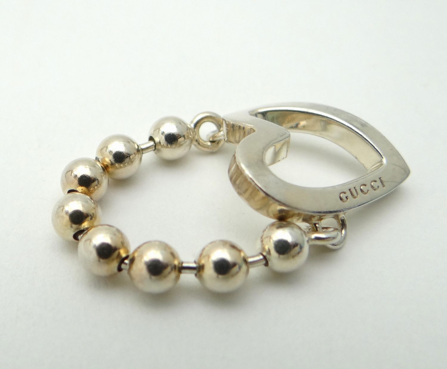 GUCCI グッチ ハート ボールチェーン リング 指輪 SV925 ＃11 USED品