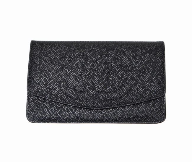 CHANEL シャネル ココマーク キャビアスキン 二つ折り長財布 クラッチ