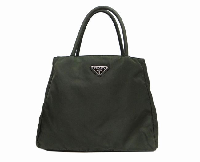 PRADA プラダ B3864 TESSUTO CITY ナイロントートバッグ カーキ×三角