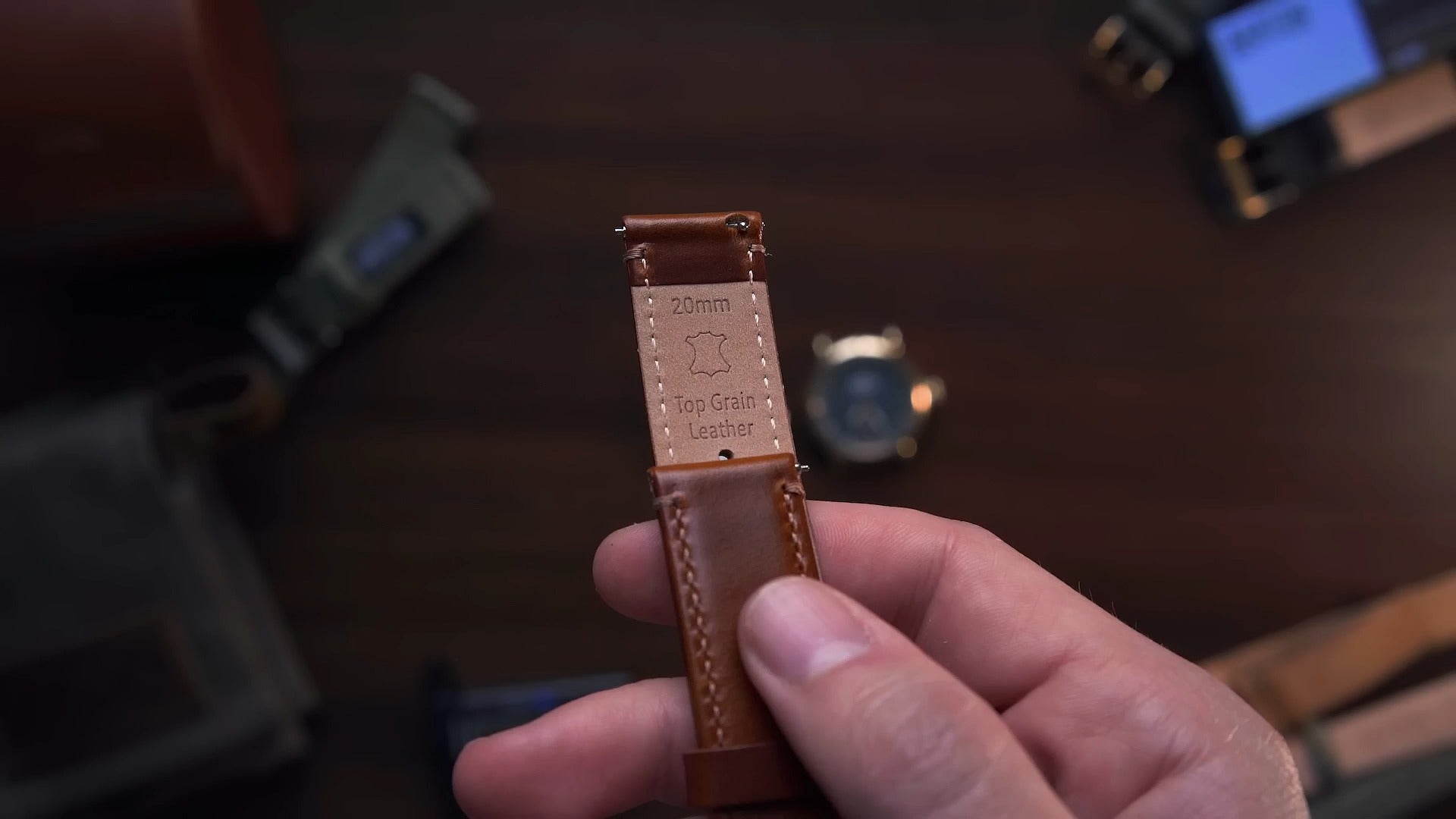 Water Resistant Light Brown Leather Garmin Watch Band | BARTON