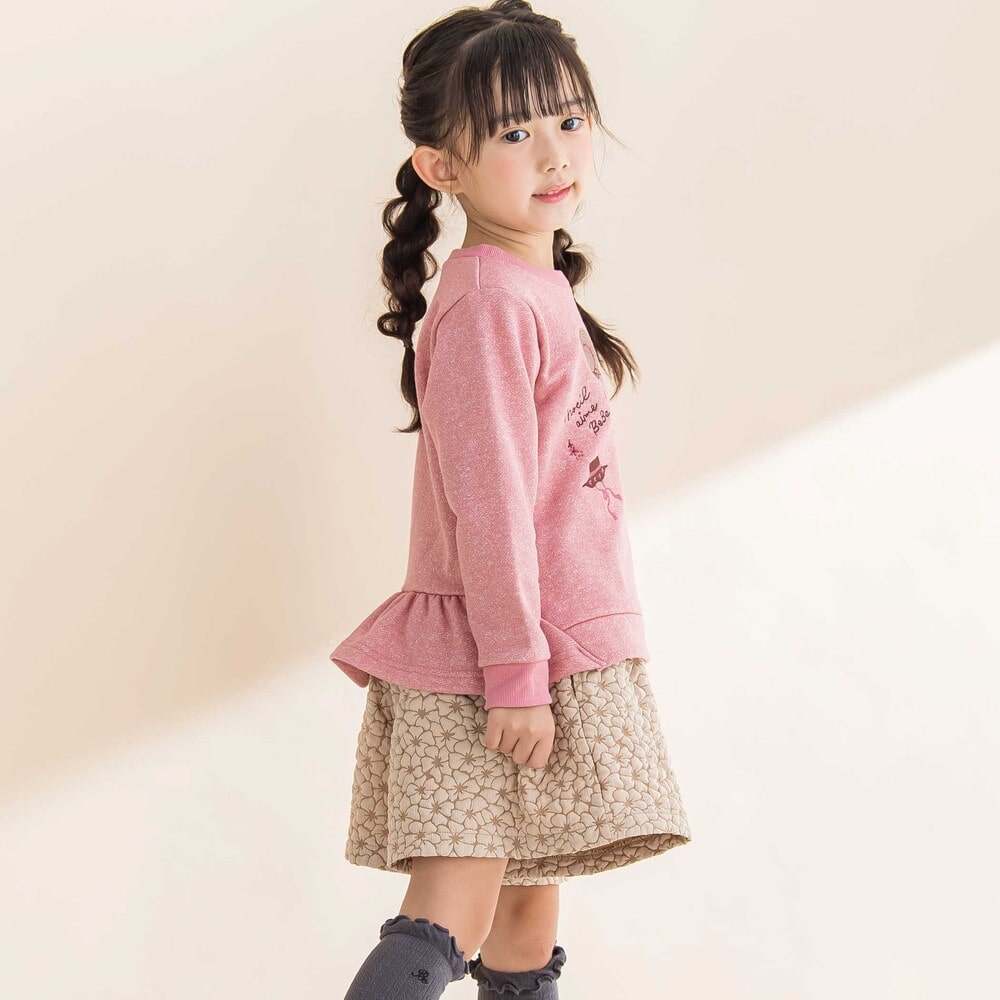 ラメ裏毛裾フリルトレーナー(80~130cm)(80cm グレー): トップス【べべ