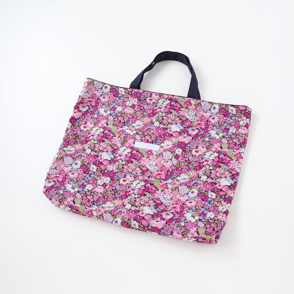 リバティレッスンバッグ(ワンサイズ ネイビー×ピンク系): グッズ【べべ