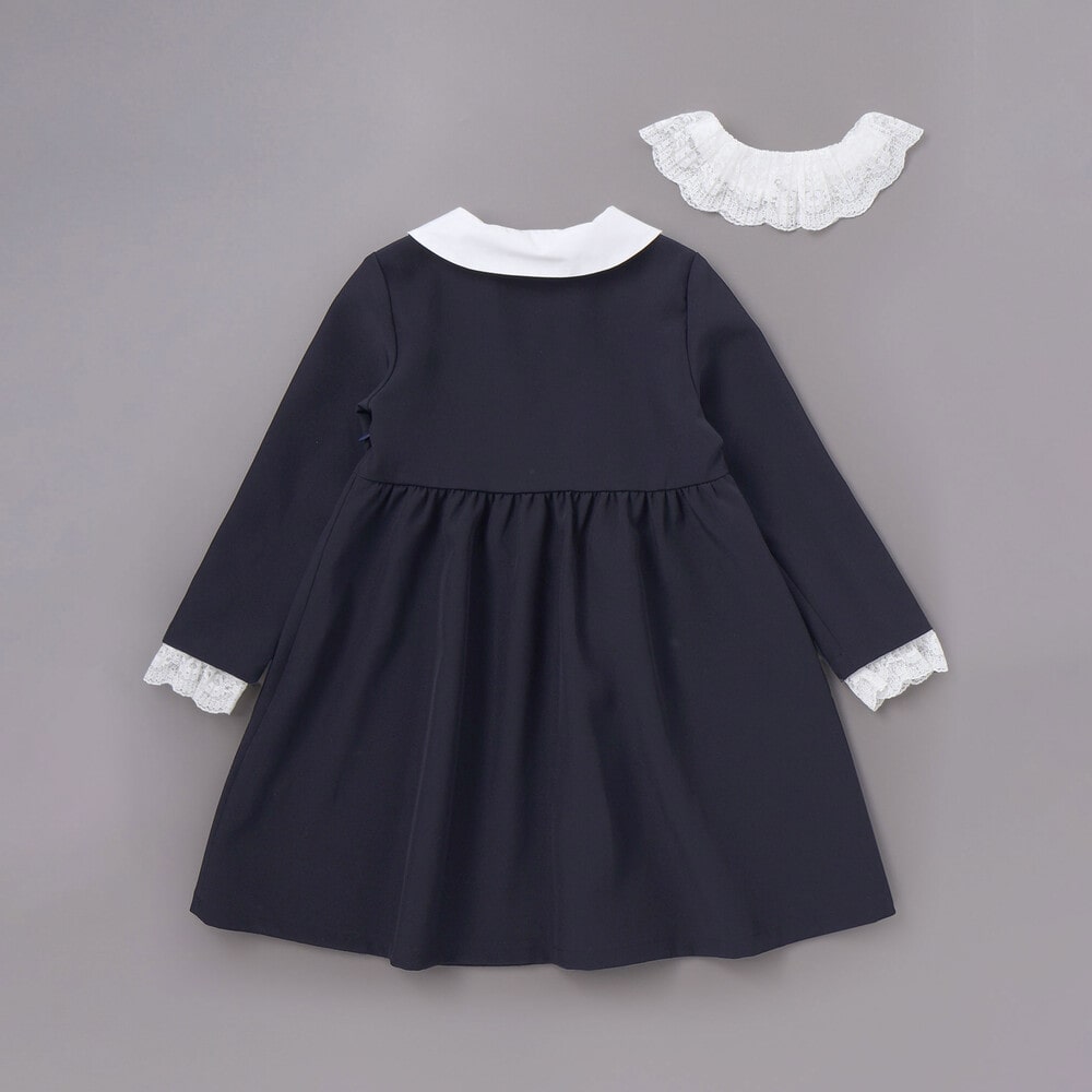 ダブルクロス3way付け襟長袖ギャザーワンピース(110~130cm)(110cm