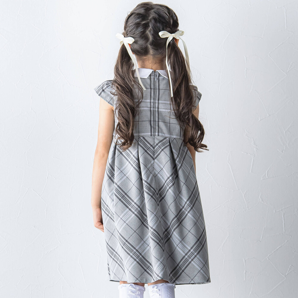 リボンタイ付きチェックワンピース+ボレロアンサンブル(110~130cm