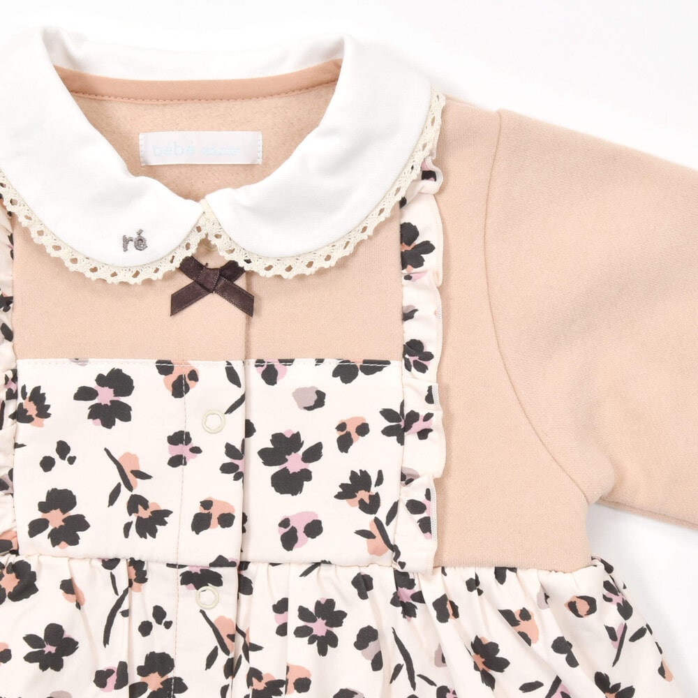 お揃い】レオパードフローラル花柄プリントカバーオール(70~80cm)(70cm