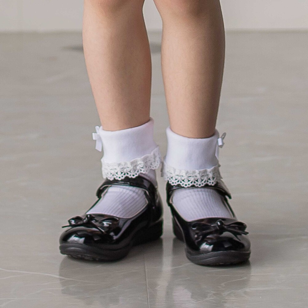 エナメルリボンストラップシューズ(17~20cm)(17cm ブラック): シューズ