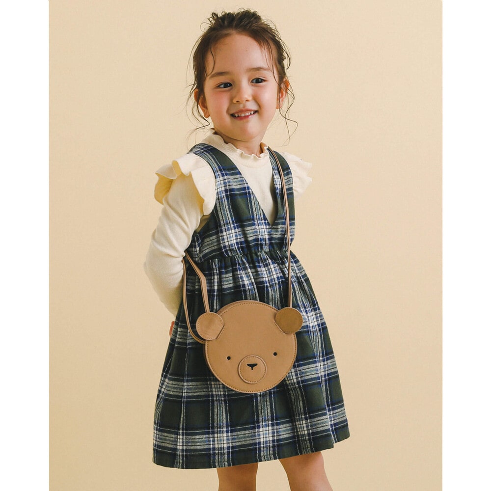 ネル チェック 柄 Vカット ジャンパースカート (90~130cm)(90cm