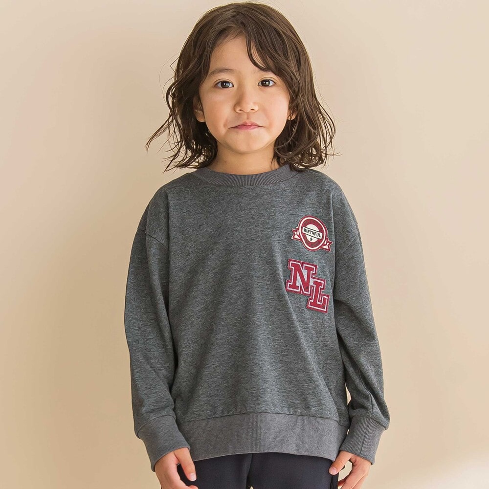 インレイワッペン付きトレーナー(80~130cm)(80cm グレー): トップス