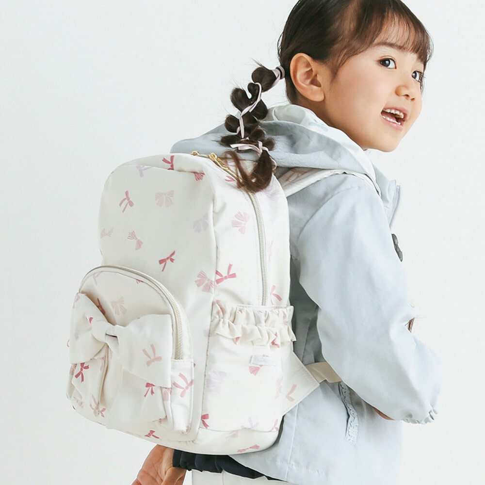 無地リボン総柄ポケット付きビッグリボンリュック(M~L)(M(9L) オフ