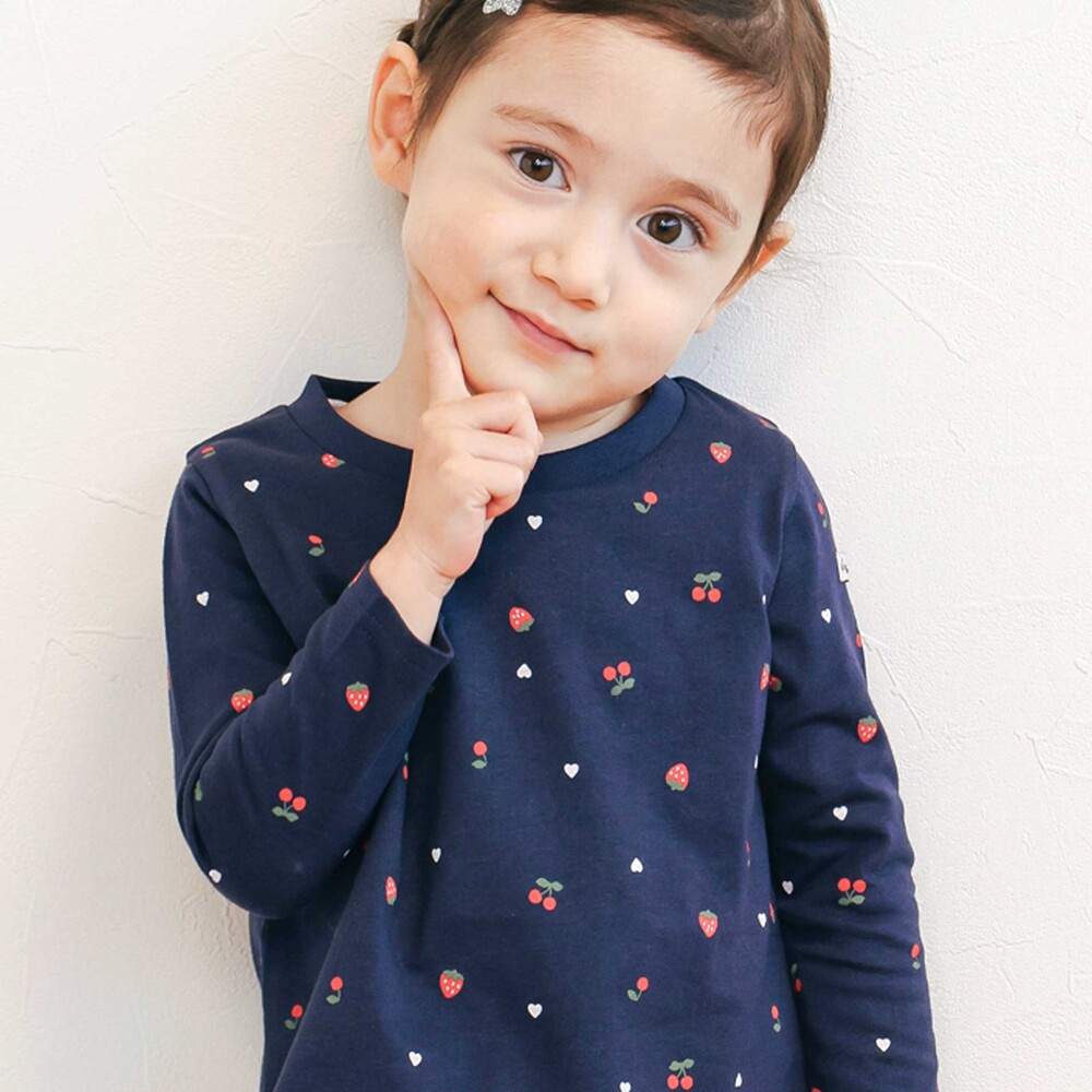 スララク/防汚加工/オーガニックコットン】ときめき女の子長袖Tシャツ