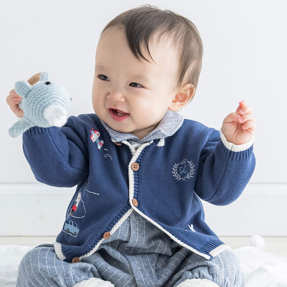 アニマル乗り物刺しゅうニットカーディガンベビー(70~80cm)(ﾜﾝｻｲｽﾞ(70