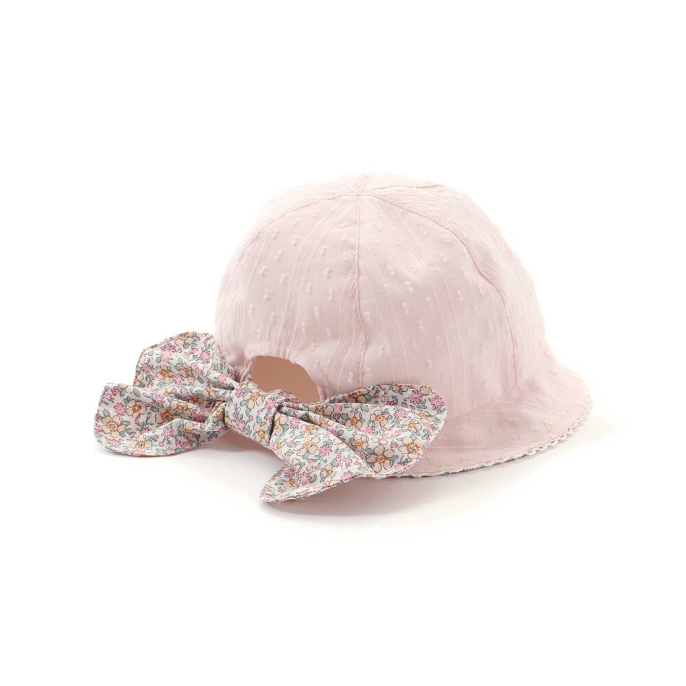 お揃い/UVカット】花柄リボン日よけ付きハットベビー(46~48cm)(46cm