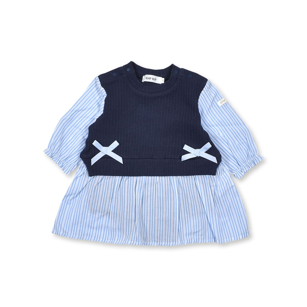 お揃い 】 ベスト レイヤード 風 ストライプ ロンパース ベビー (70