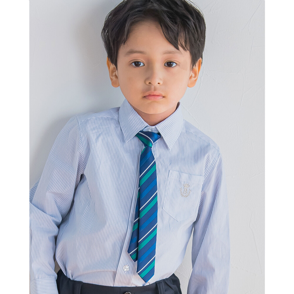 日本製 フォーマル ストライプ 柄 ネクタイ(ﾜﾝｻｲｽﾞ ネイビー系