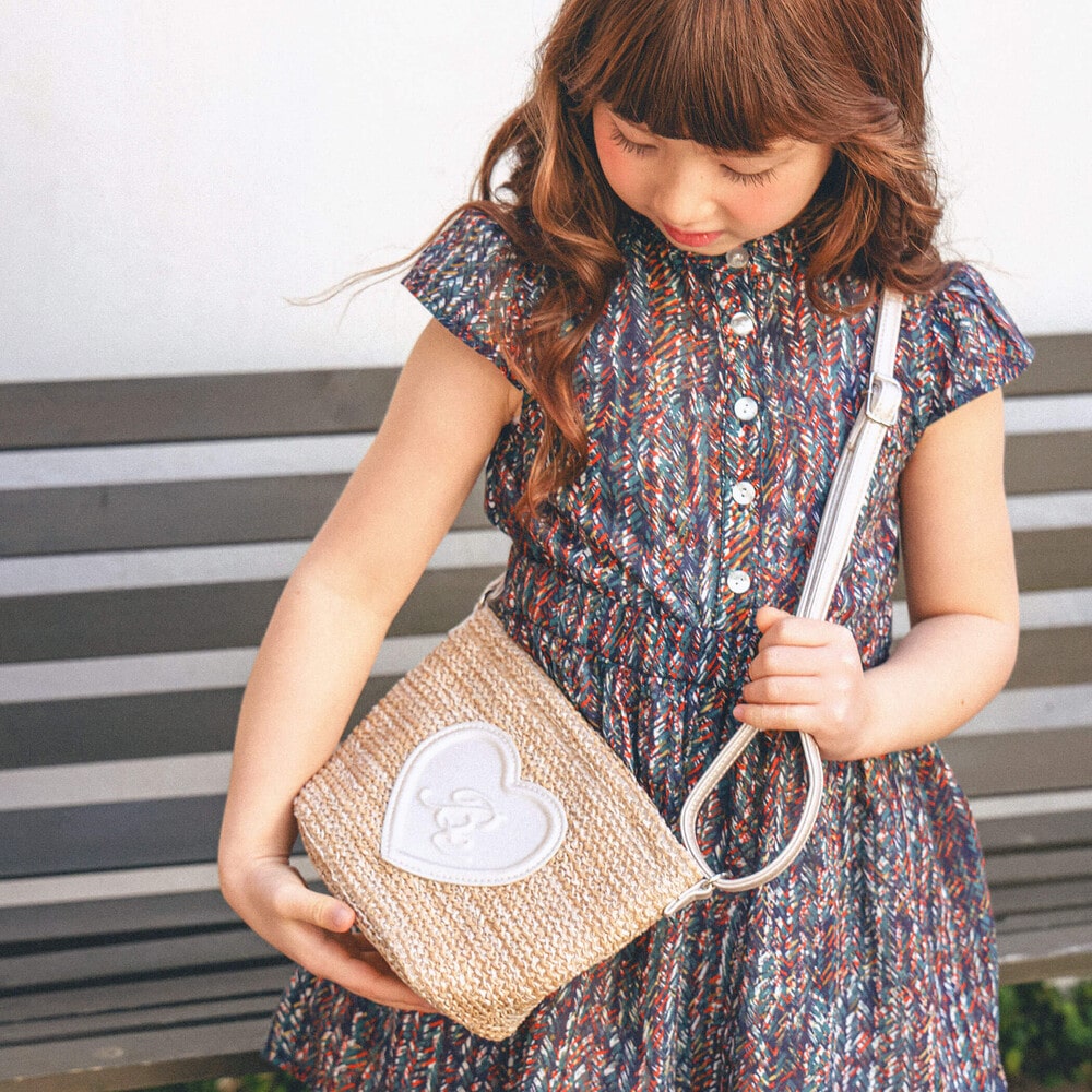 ラフィア風ハートモチーフポシェット(ワンサイズ ベージュ): グッズ