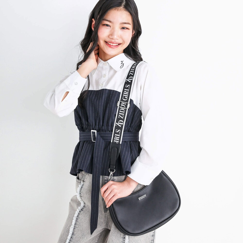 ニコ☆プチ 掲載 】ハーフムーンショルダーバッグ(ワンサイズ ブラック