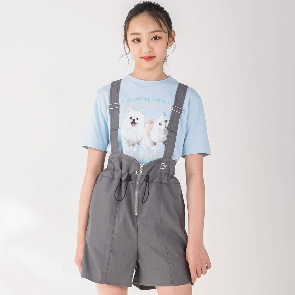 はまちこちゃんねる×ZIDDY】ショートオーバーオール(130~160cm)(130cm