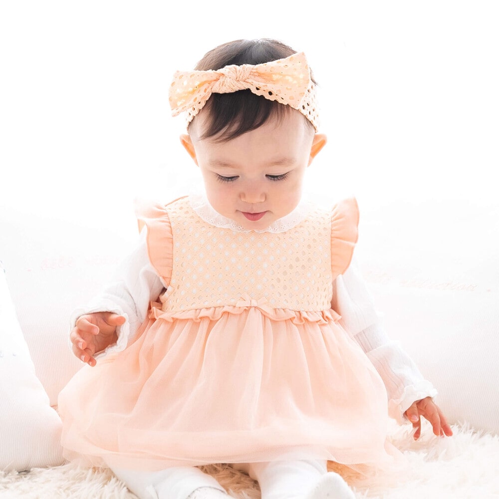 レースリボンヘアバンド(ﾜﾝｻｲｽﾞ オレンジ): 新生児/ベビー【べべモール