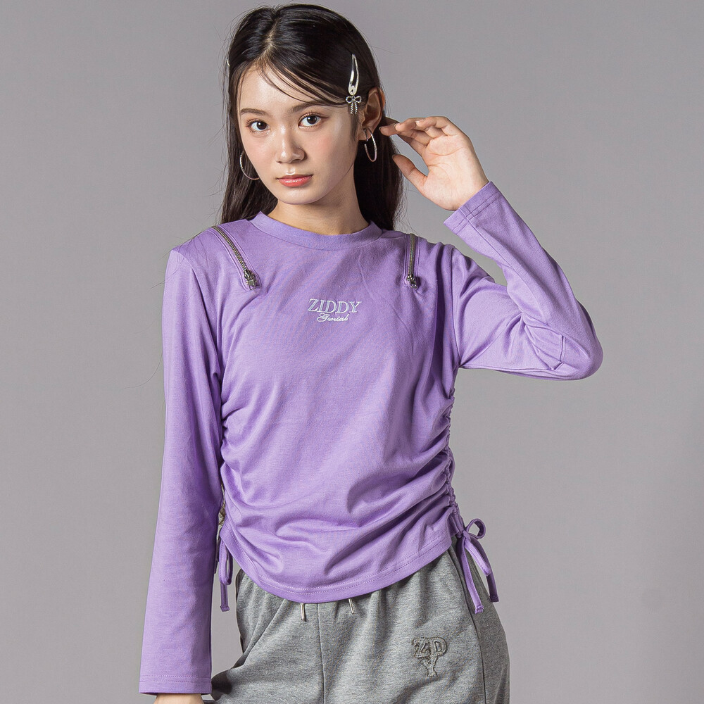 肩あきドロストトップス(130~160cm)(130cm パープル): トップス【べべ