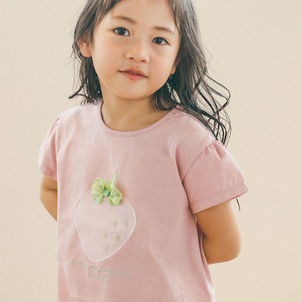イチゴモチーフ半袖Tシャツ(80~130cm)(80cm オフホワイト): トップス
