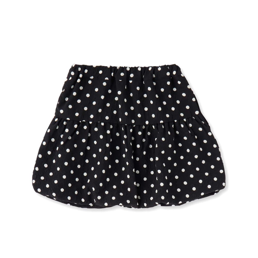 エンボスドット柄リボン付きバルーンスカート(90~130cm)(90cm ブラック