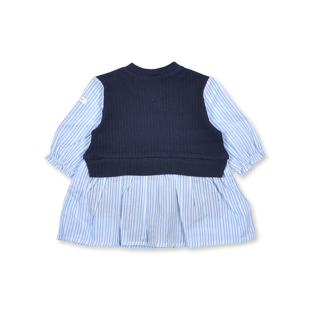 お揃い 】 ベスト レイヤード 風 ストライプ ロンパース ベビー (70