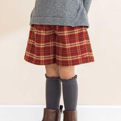 お揃い】チェック柄キュロット(80~130cm)(80cm レッド系): ボトム